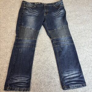 RAW X Jeans Mens 40x30 Streetwear Skater Distressed Urban Dark Wash Blue Denim